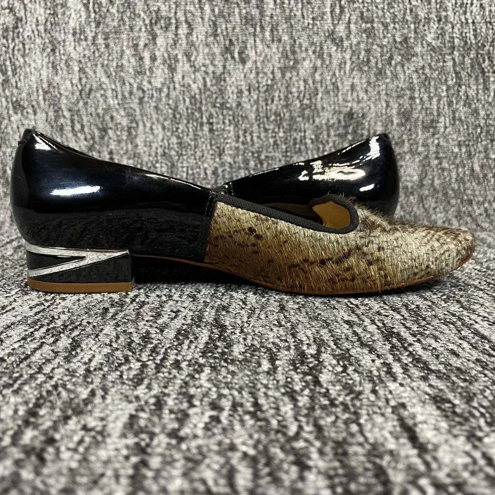 Diane von Furstenberg Kasia Loafer Pumps Womens 6W Brown Python Calf Hair Patent